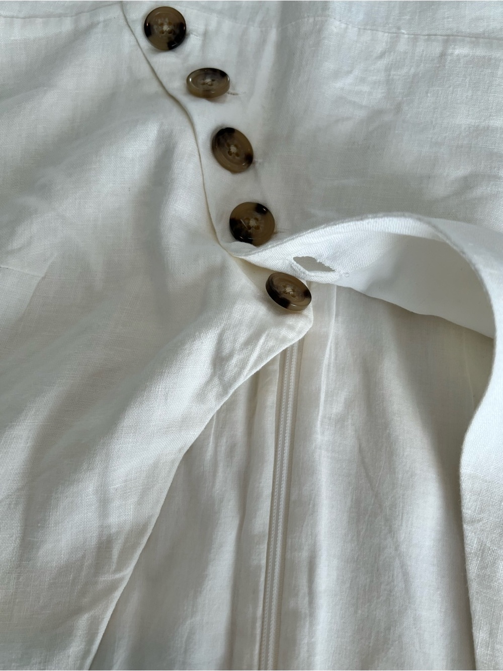 Madewell White Linen Blend Button Wrap Midi Dress - Picture 5 of 8